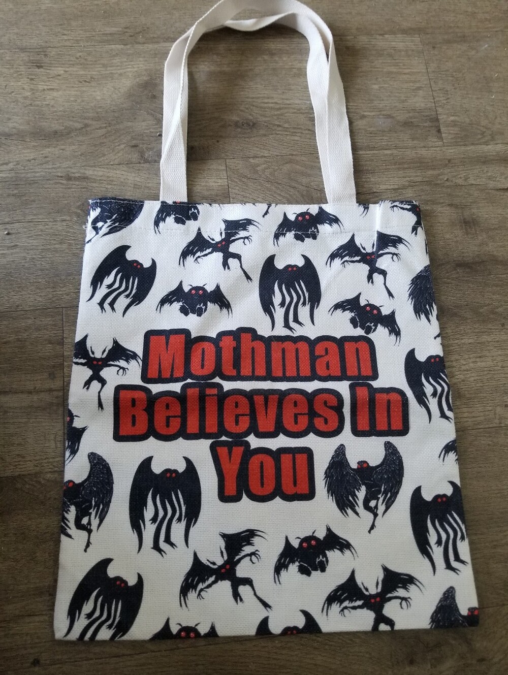Mothman Believes In You White Canvas Tote Bag